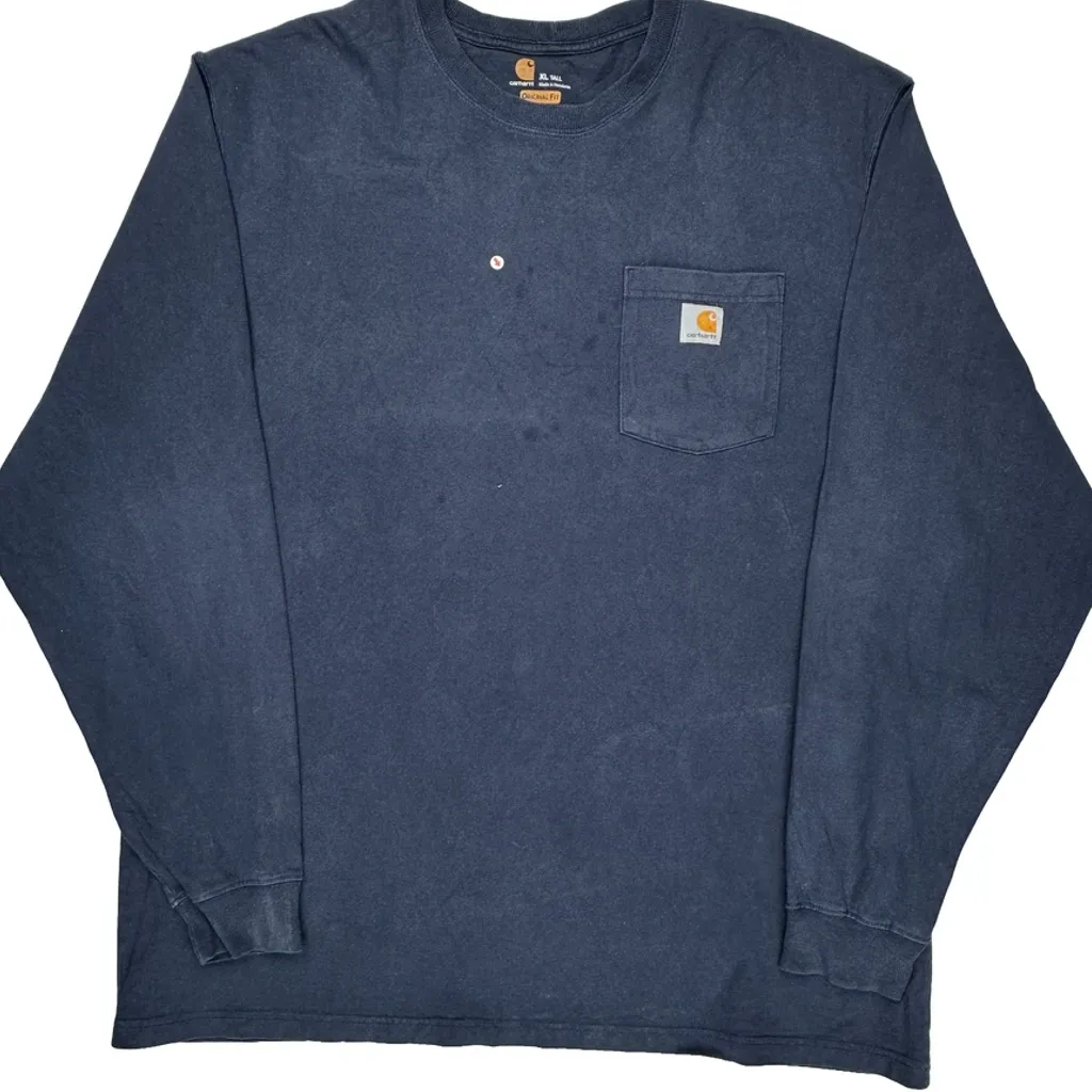 Carhartt Long Sleeve T-Shirt - XL Blue Cotton - Image 5