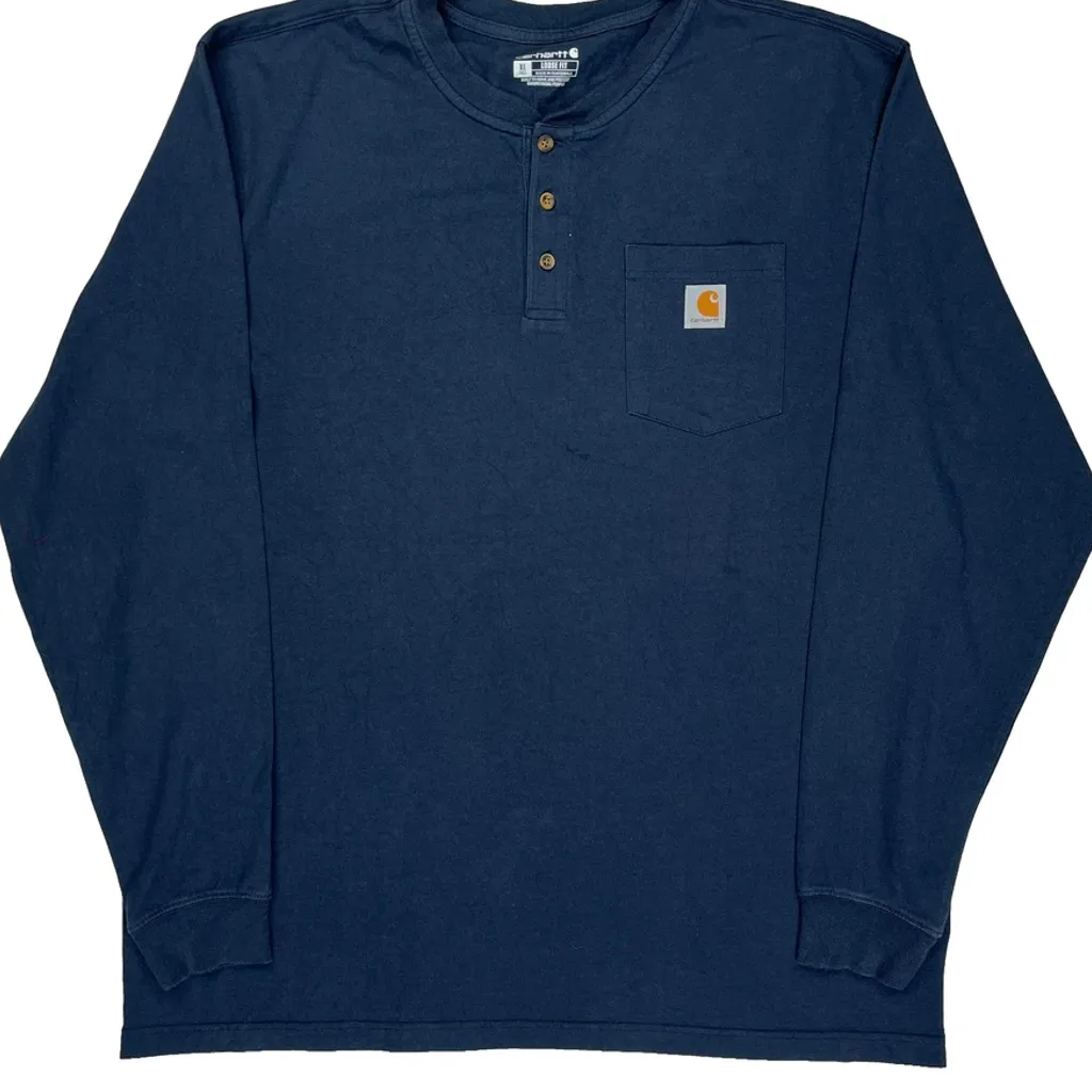 Carhartt Tall Long Sleeve T-Shirt - XL Blue Cotton - Image 4