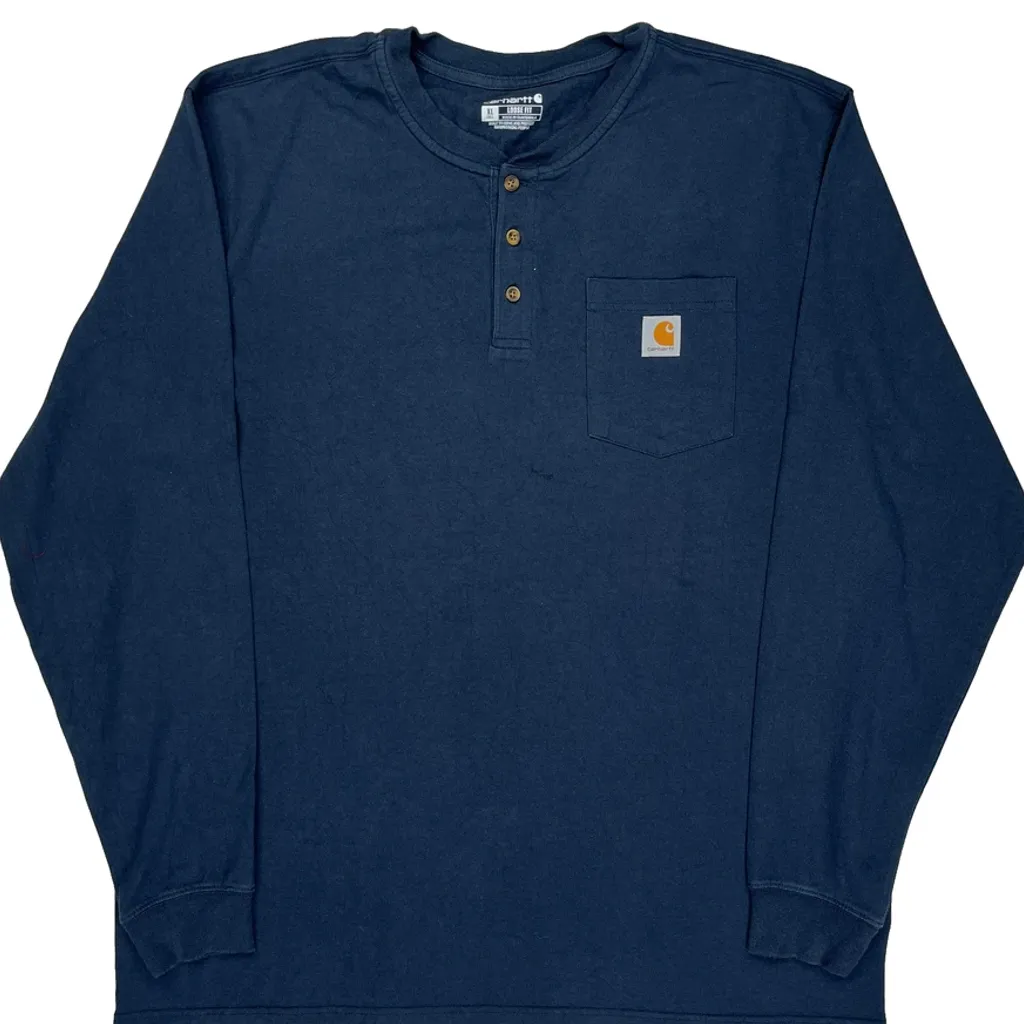 Carhartt Tall Long Sleeve T-Shirt - XL Blue Cotton - Image 5