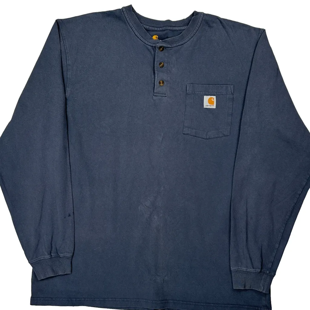 Carhartt Tall Long Sleeve T-Shirt - XL Blue Cotton - Image 4