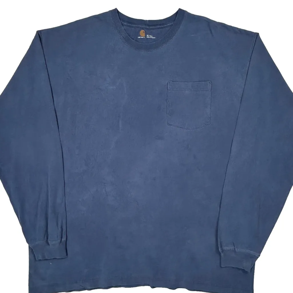 Carhartt Long Sleeve T-Shirt - XL Blue Cotton - Image 4