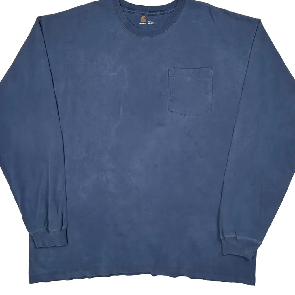 Carhartt Long Sleeve T-Shirt - XL Blue Cotton - Image 5