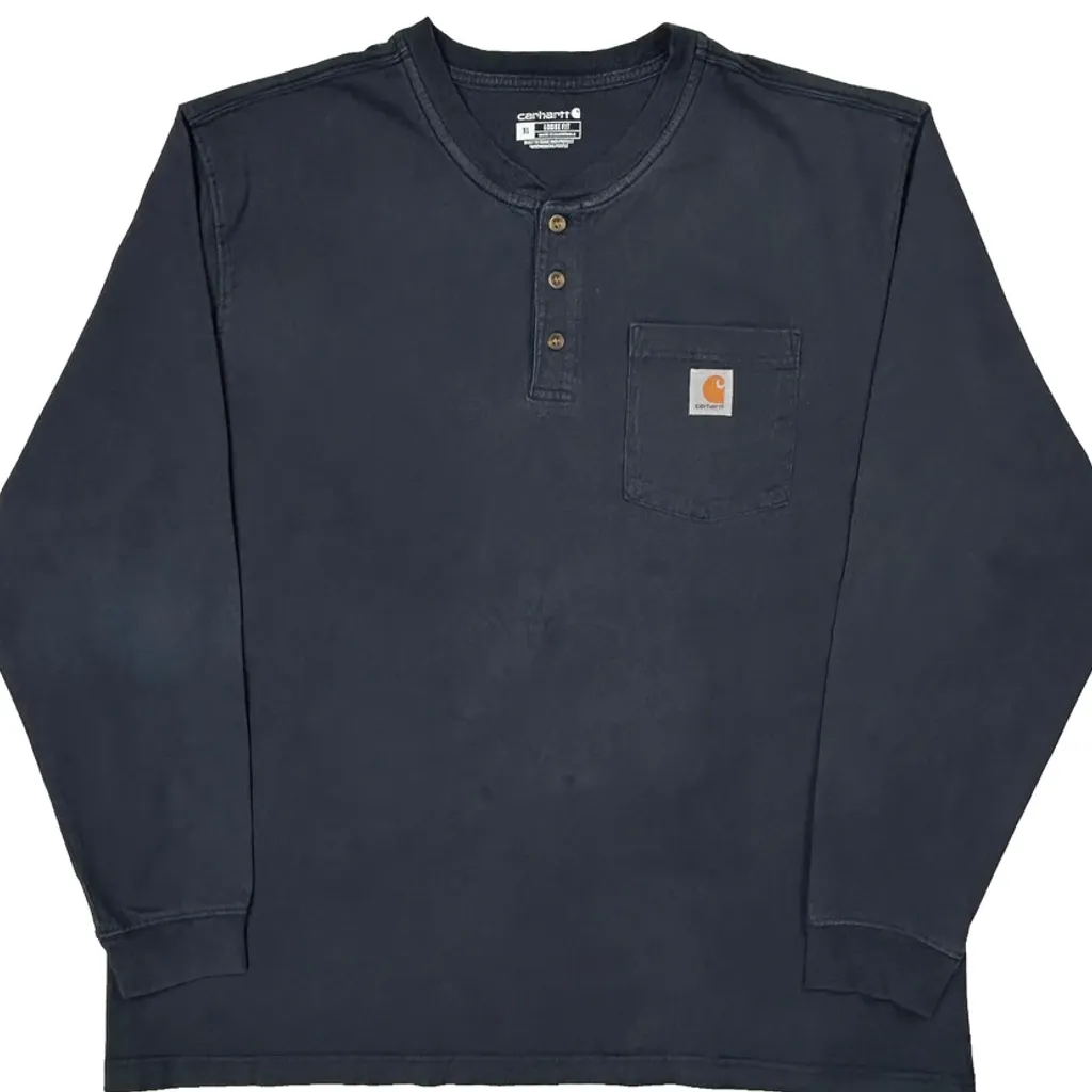 Carhartt Long Sleeve T-Shirt - XL Blue Cotton - Image 5