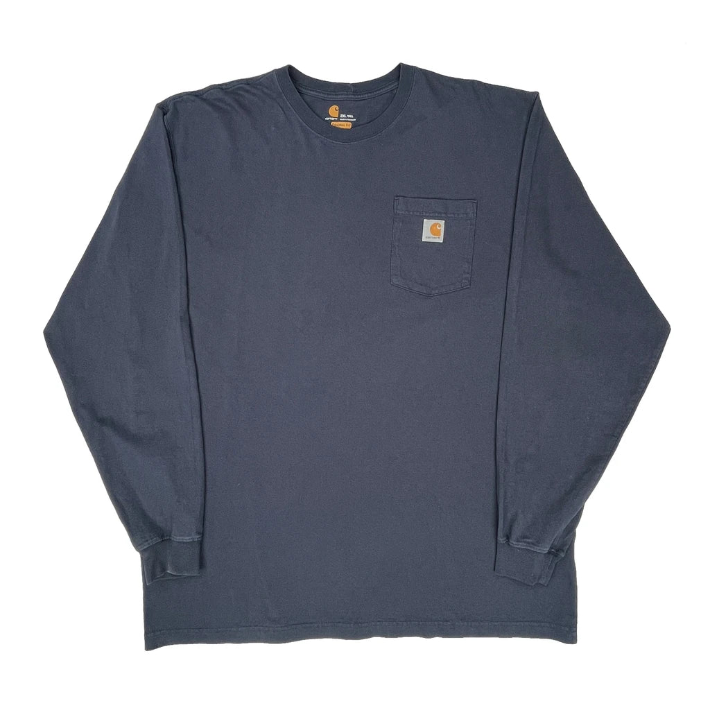 Carhartt Tall Long Sleeve T-Shirt - 2XL Blue Cotton