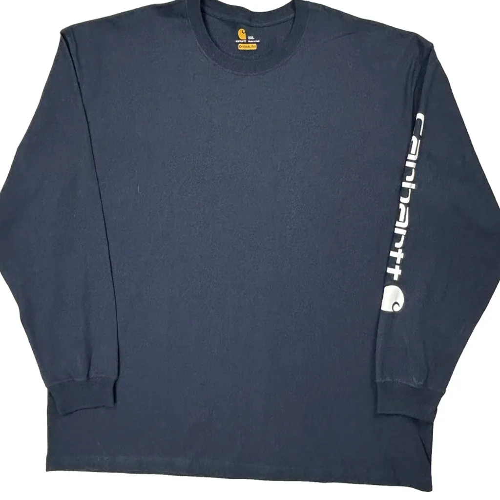 Carhartt Long Sleeve T-Shirt - 2XL Blue Cotton - Image 4