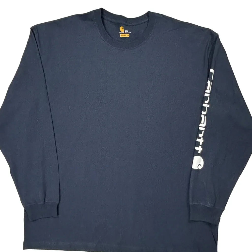 Carhartt Long Sleeve T-Shirt - 2XL Blue Cotton - Image 5