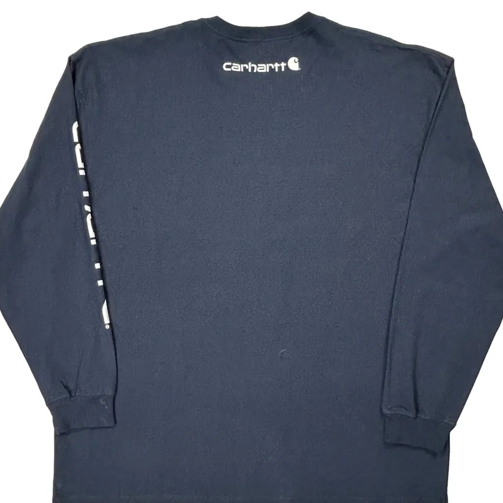 Carhartt Long Sleeve T-Shirt - 2XL Blue Cotton - Image 7