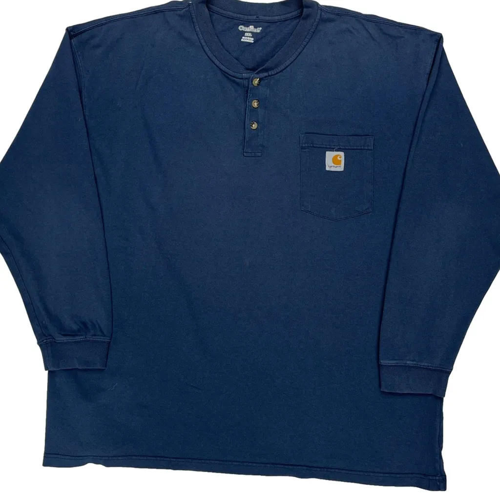 Carhartt Long Sleeve T-Shirt - 2XL Blue Cotton - Image 4