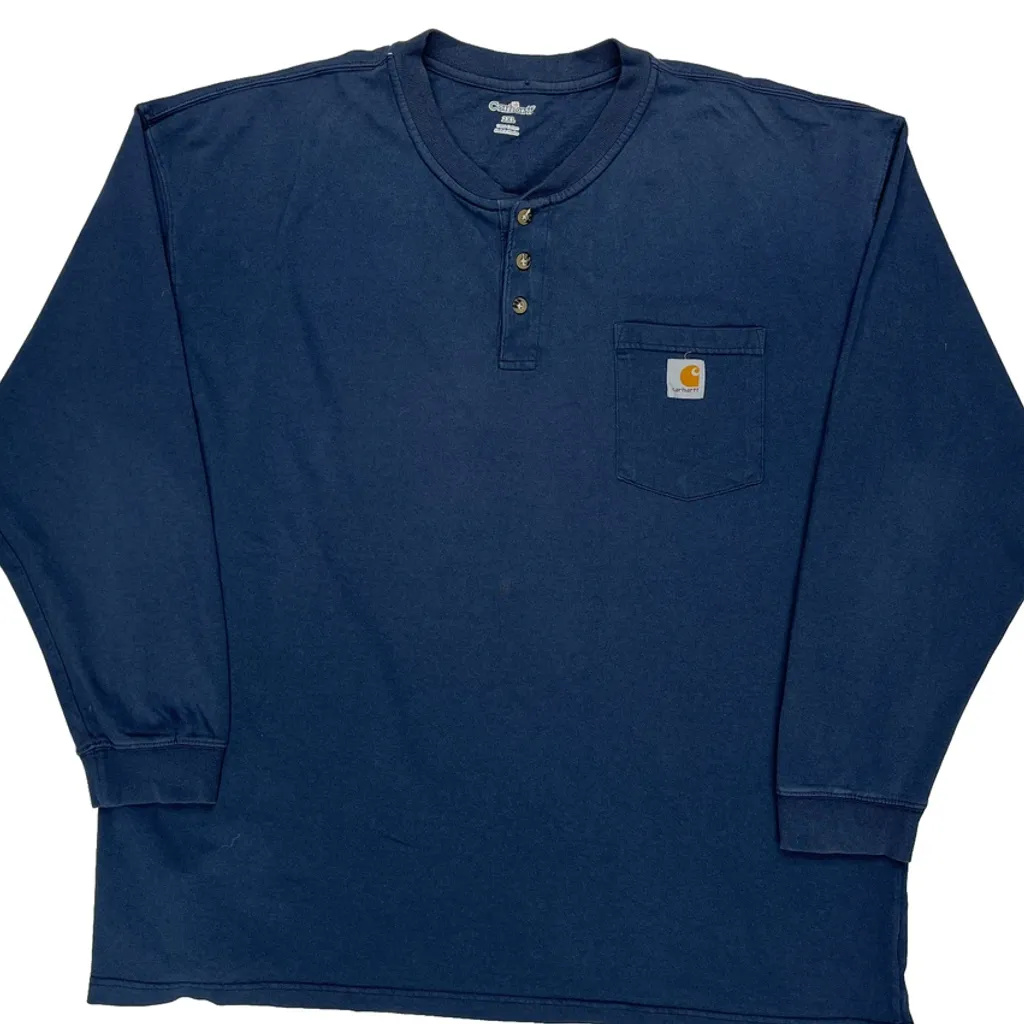 Carhartt Long Sleeve T-Shirt - 2XL Blue Cotton - Image 5