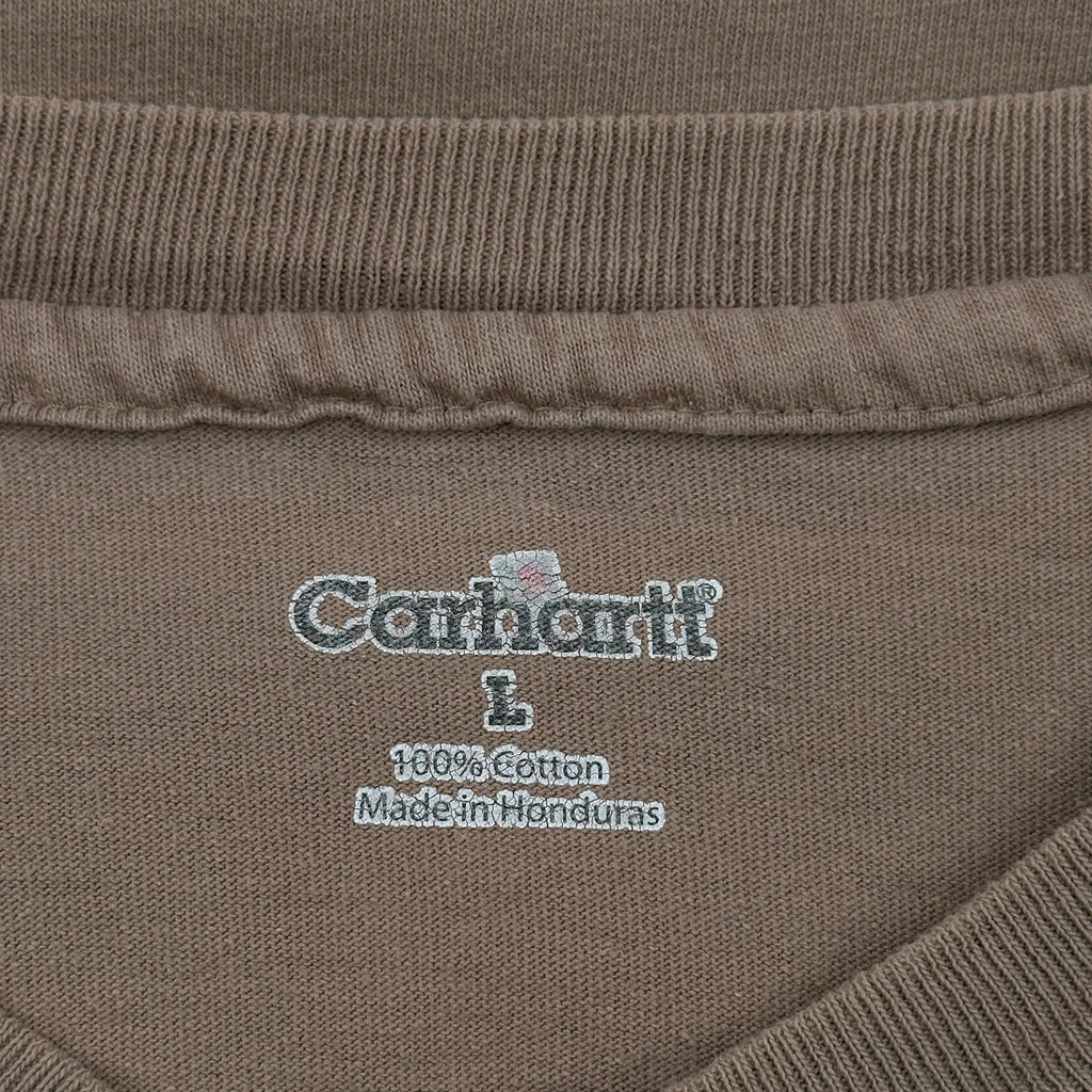 Carhartt Tan Henley Long Sleeve T-Shirt - Large Brown Cotton - Image 3