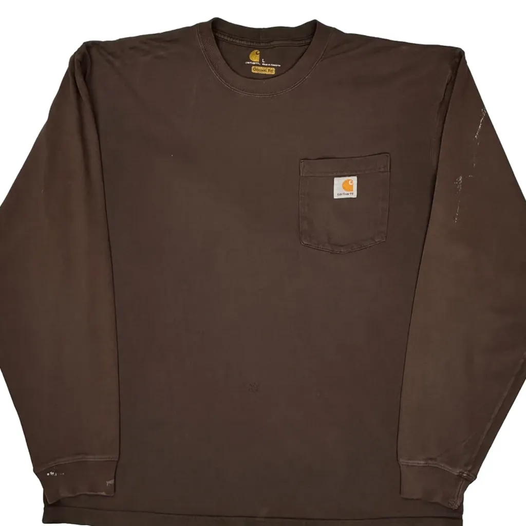 Carhartt Long Sleeve T-Shirt - Large Brown Cotton - Image 4