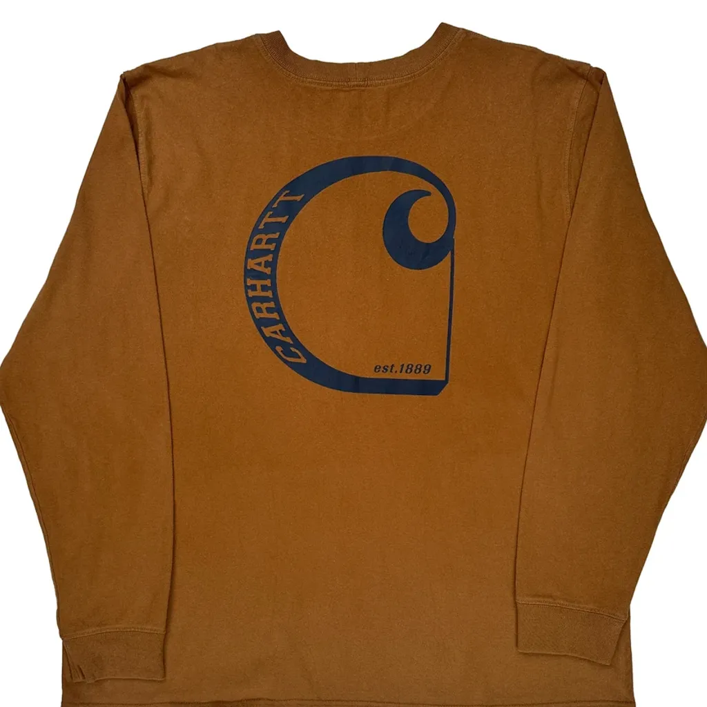 Carhartt Long Sleeve T-Shirt - XL Brown Cotton - Image 6