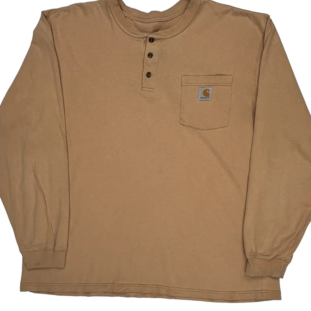 Carhartt Long Sleeve T-Shirt - XL Brown Cotton - Image 4