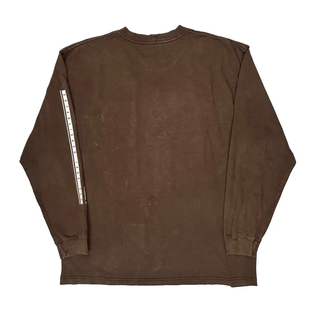Carhartt Spellout Long Sleeve T-Shirt - XL Brown Cotton - Image 2