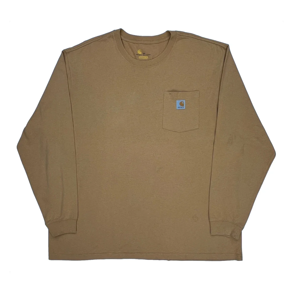 Carhartt Long Sleeve T-Shirt - 2XL Brown Cotton