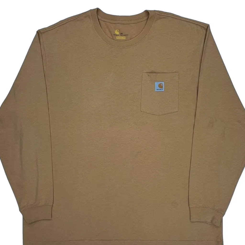 Carhartt Long Sleeve T-Shirt - 2XL Brown Cotton - Image 5