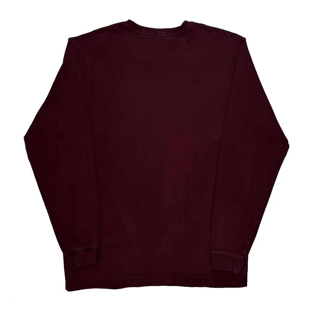 Carhartt Tall Long Sleeve T-Shirt - Large Burgundy Cotton - Image 2