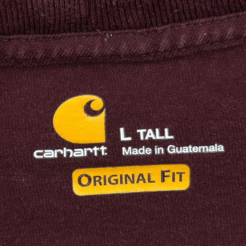 Carhartt Tall Long Sleeve T-Shirt - Large Burgundy Cotton - Image 3