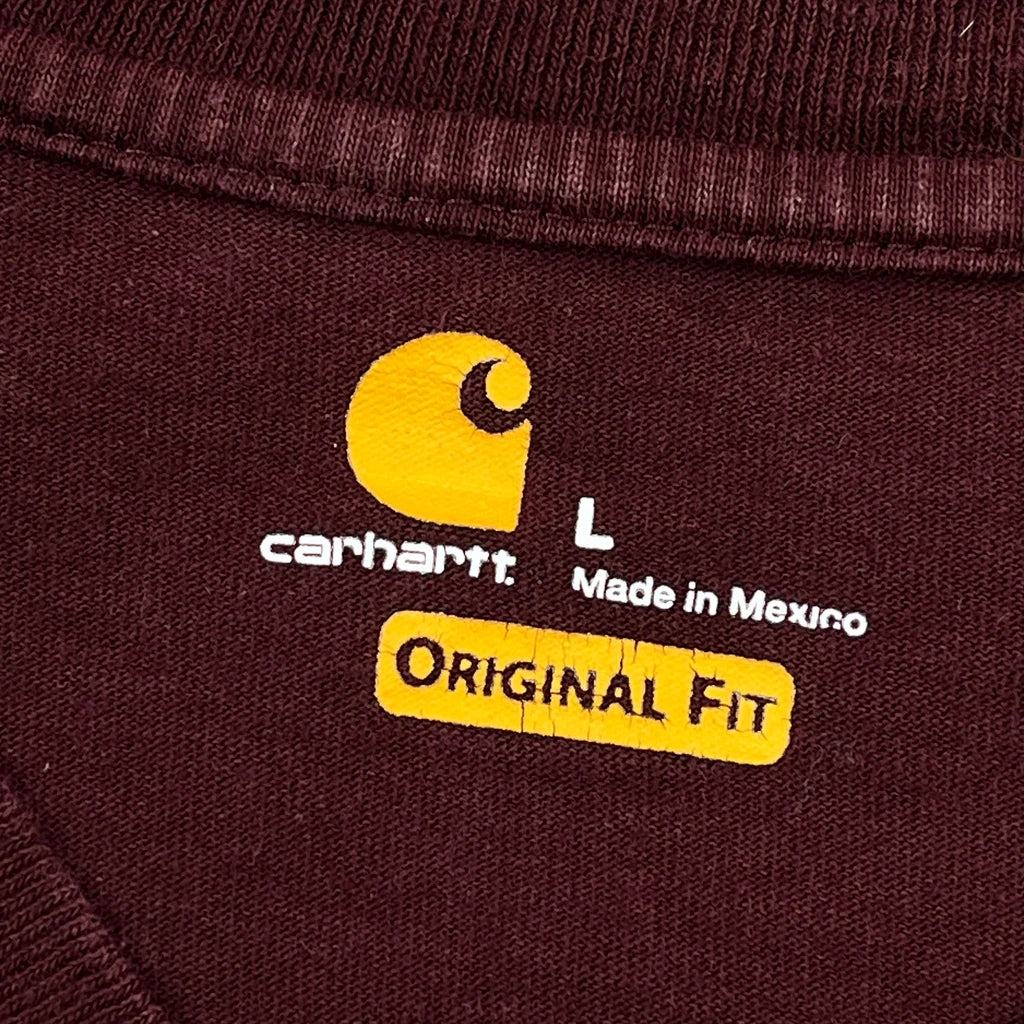 Carhartt Long Sleeve T-Shirt - Large Burgundy Cotton - Image 3