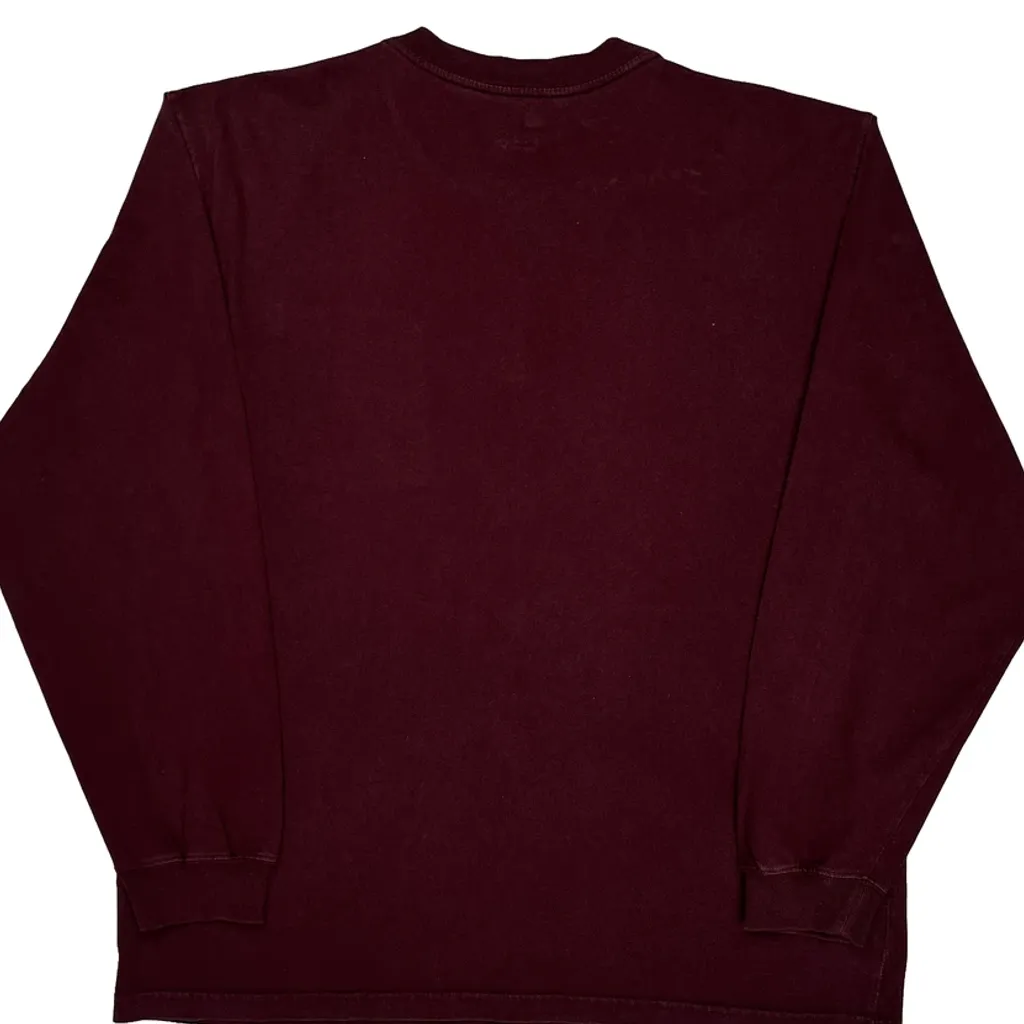 Carhartt Long Sleeve T-Shirt - Large Burgundy Cotton - Image 7