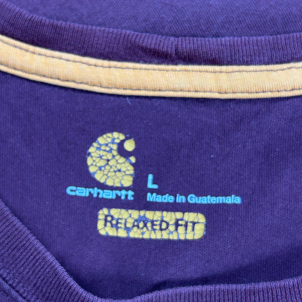 Carhartt Long Sleeve T-Shirt - Large Burgundy Cotton - Image 3