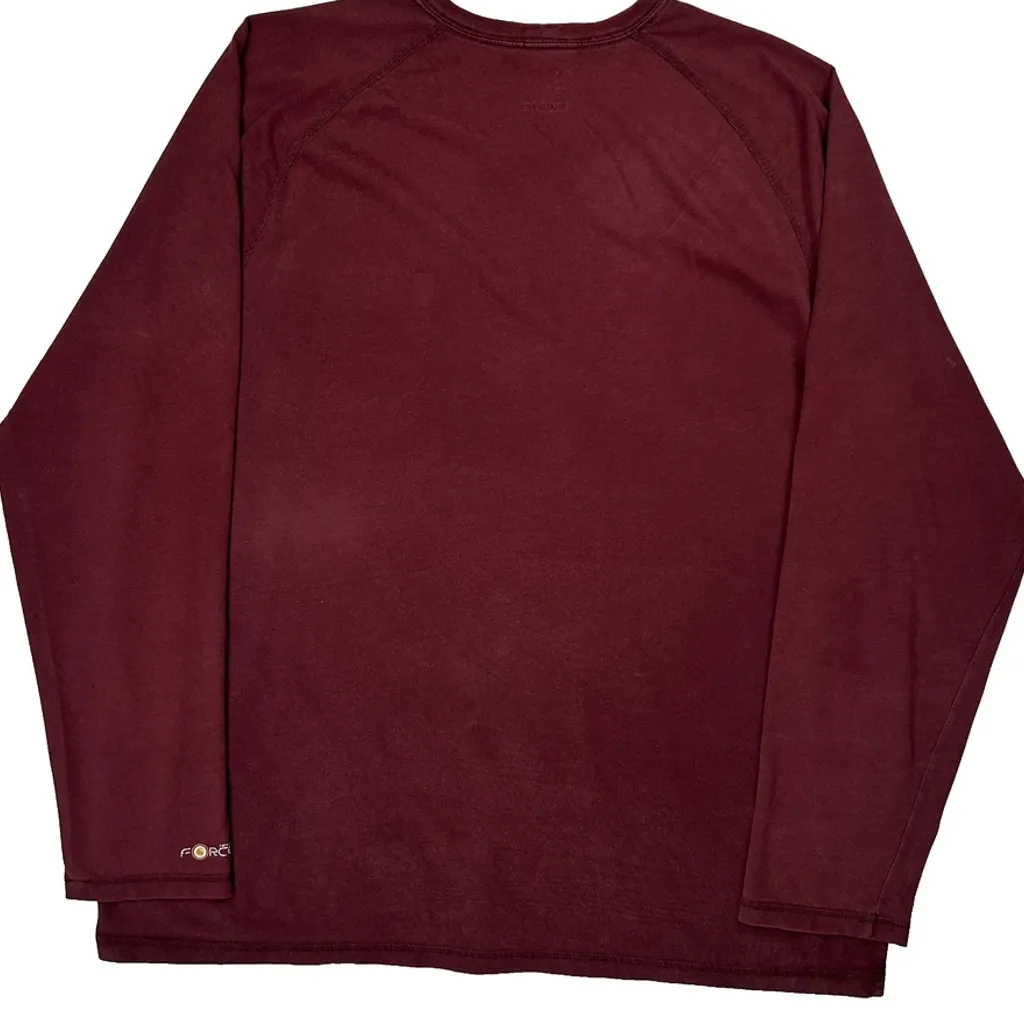 Carhartt Long Sleeve T-Shirt - Large Burgundy Cotton - Image 7