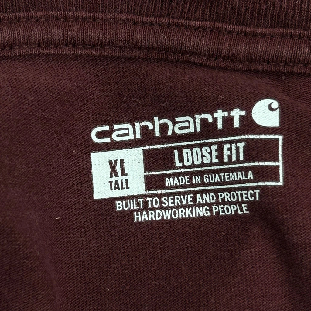 Carhartt Tall Long Sleeve T-Shirt - XL Burgundy Cotton - Image 3