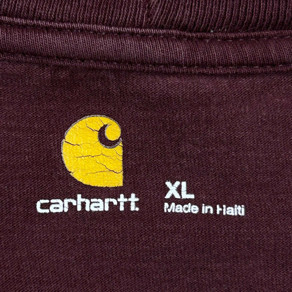 Carhartt Long Sleeve T-Shirt - XL Burgundy Cotton - Image 4