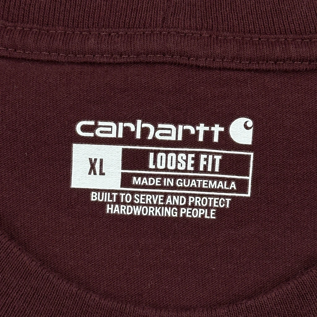 Carhartt Long Sleeve T-Shirt - XL Burgundy Cotton - Image 3