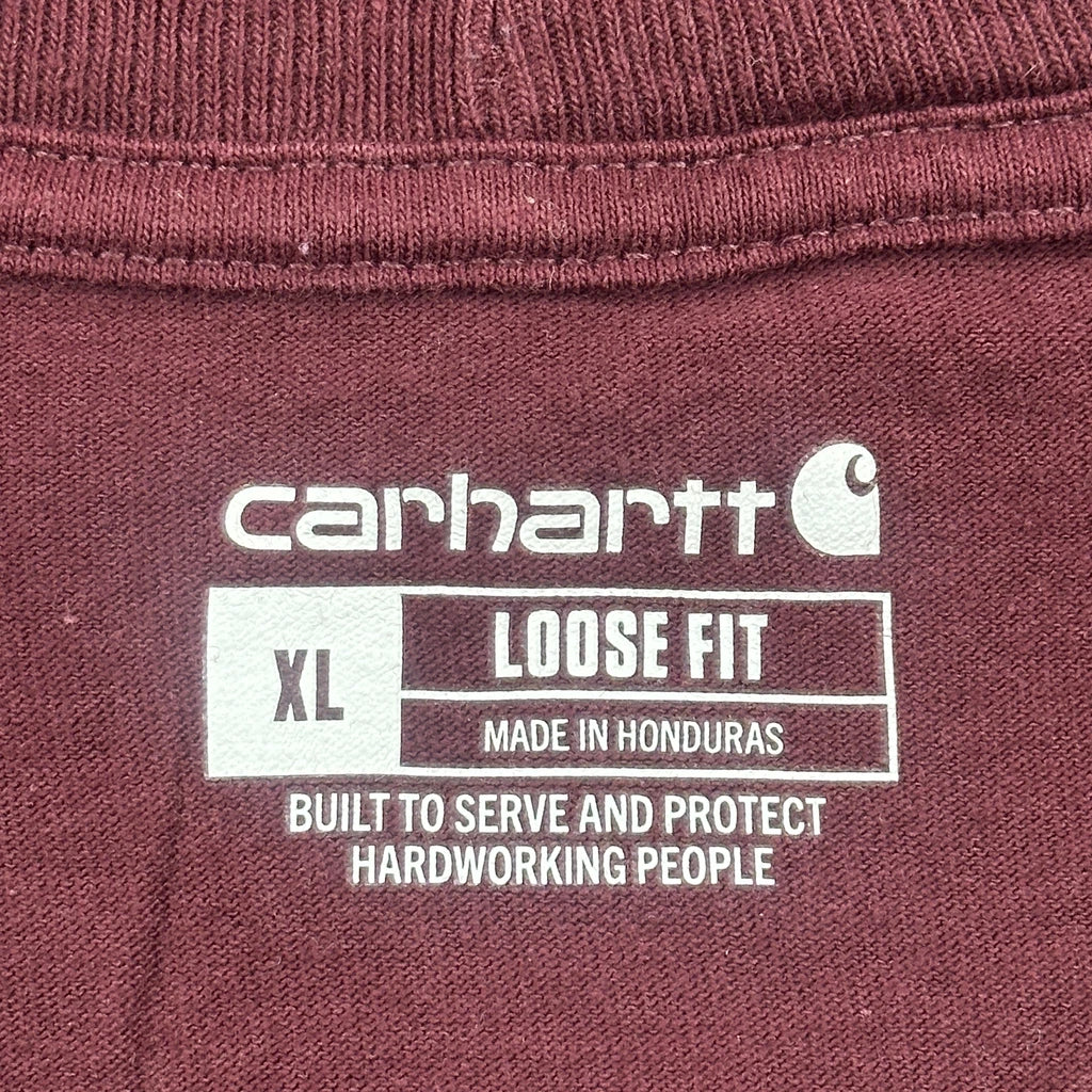 Carhartt Long Sleeve T-Shirt - XL Burgundy Cotton - Image 3