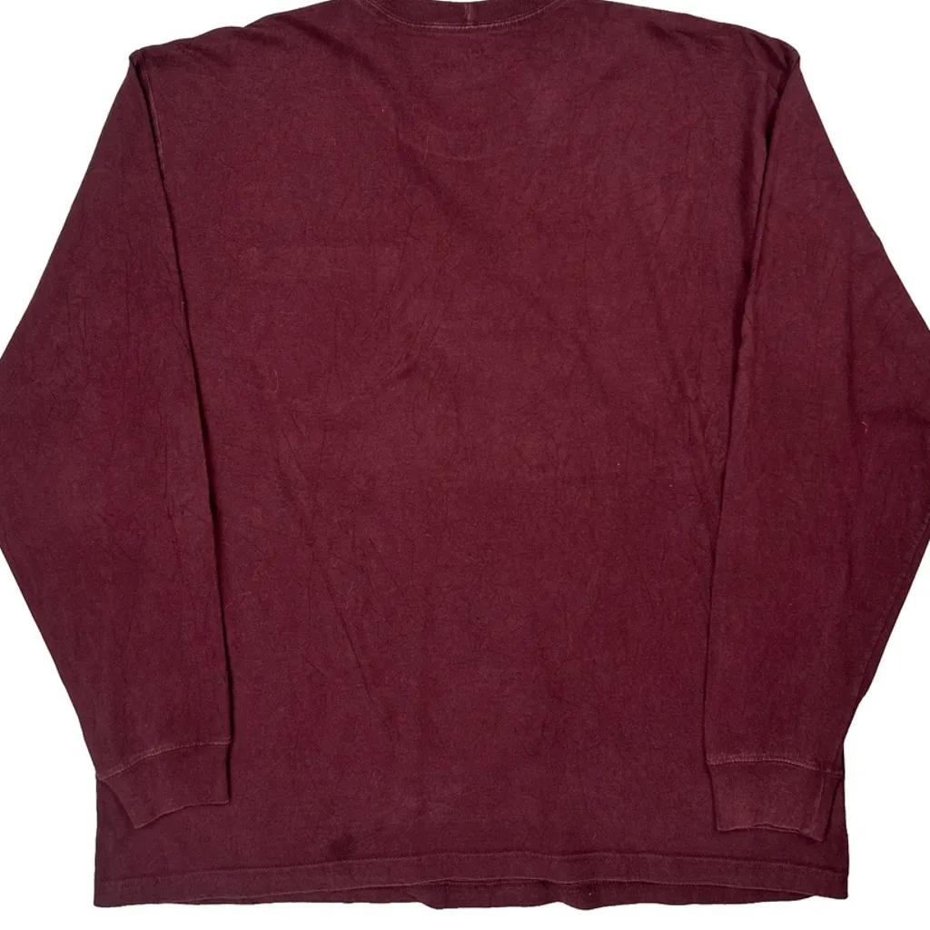 Carhartt Long Sleeve T-Shirt - XL Burgundy Cotton - Image 6