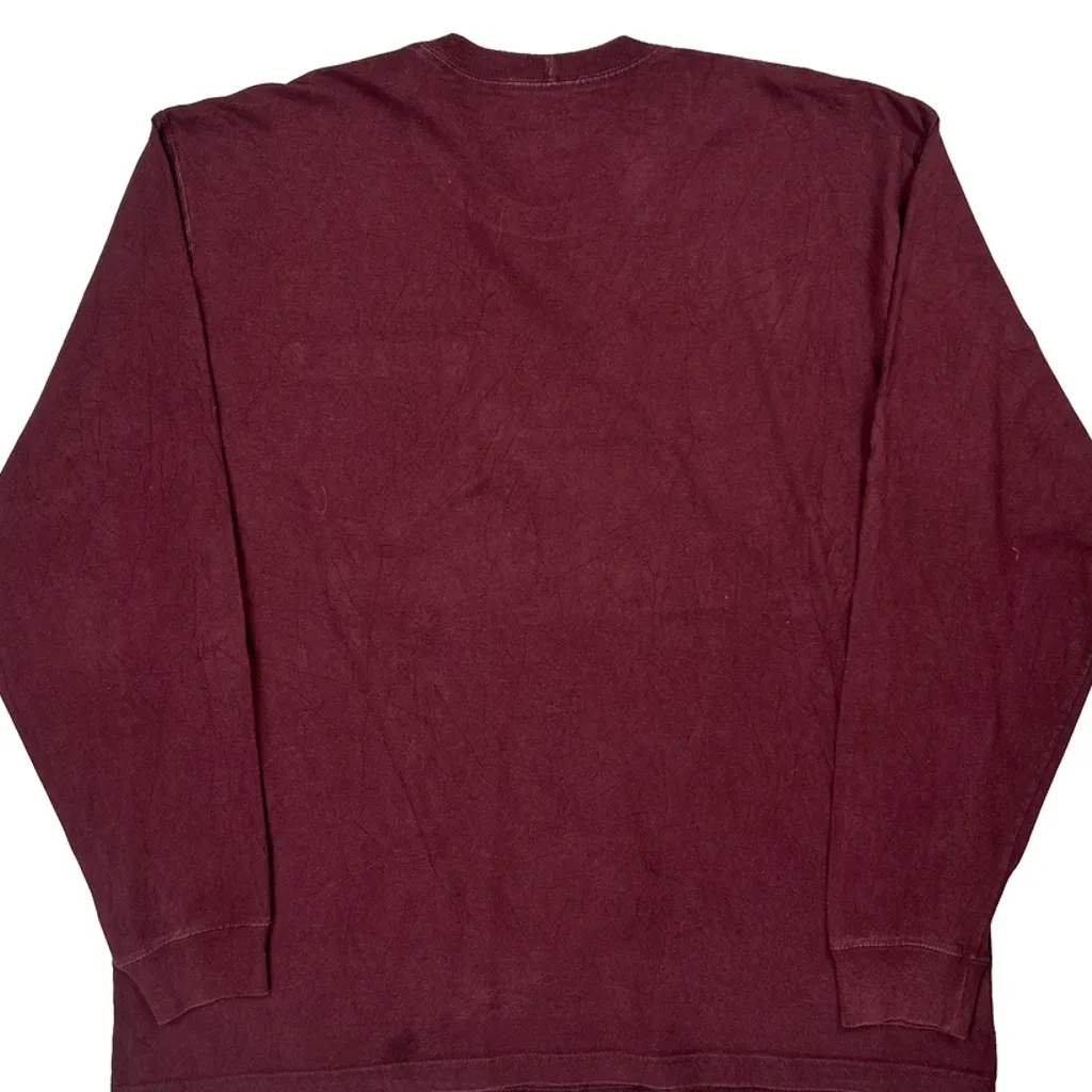 Carhartt Long Sleeve T-Shirt - XL Burgundy Cotton - Image 7
