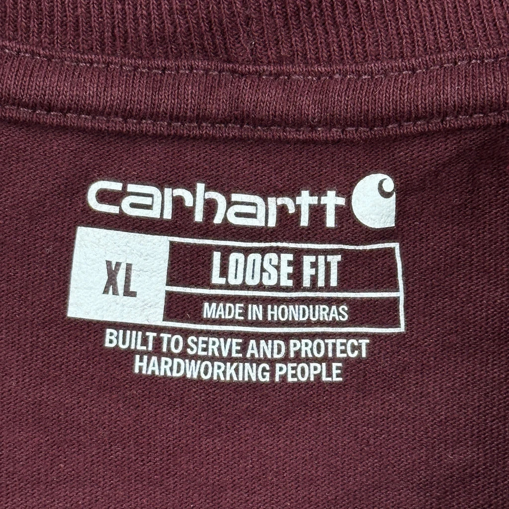 Carhartt Long Sleeve T-Shirt - XL Burgundy Cotton - Image 3