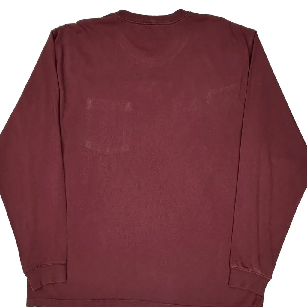 Carhartt Long Sleeve T-Shirt - XL Burgundy Cotton - Image 7