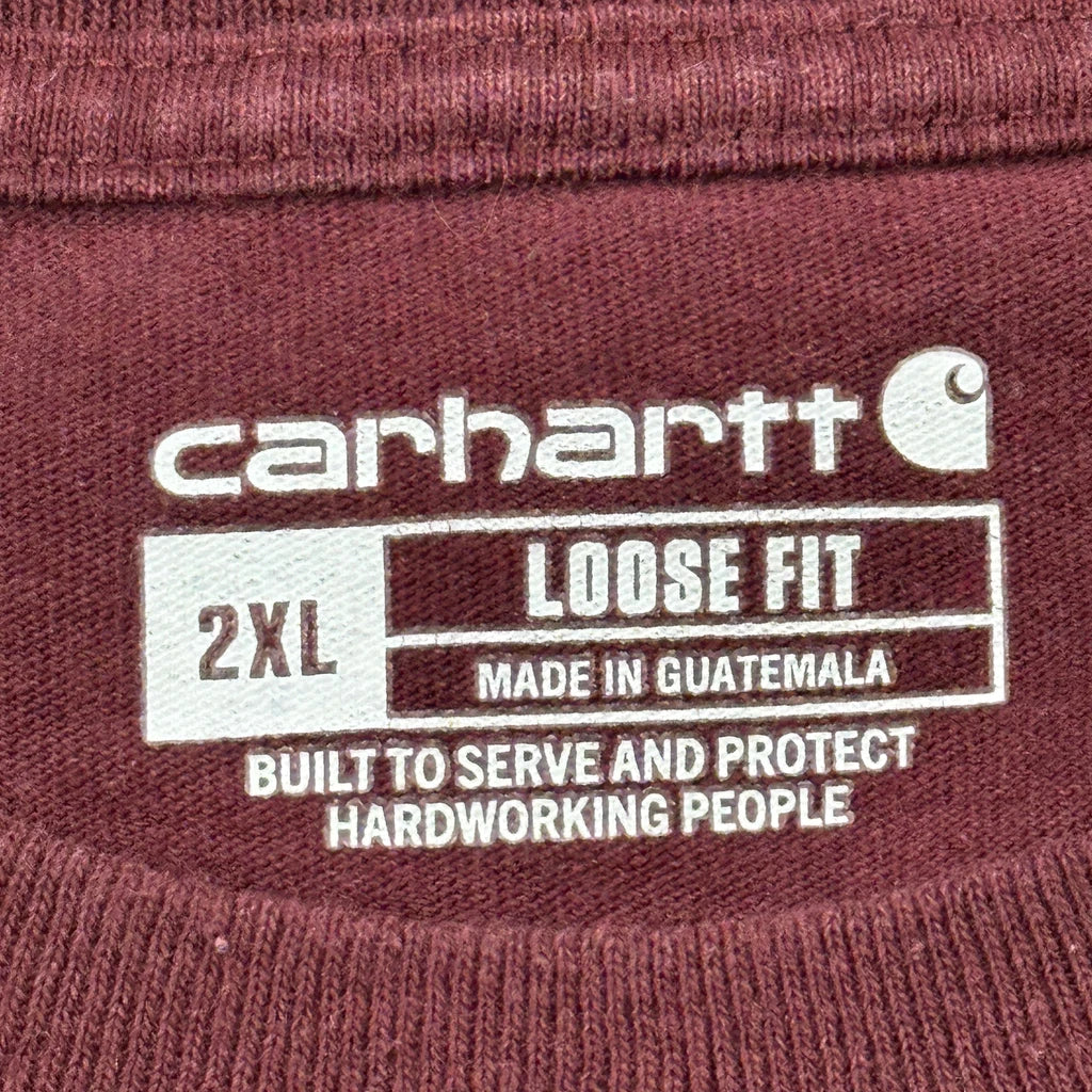Carhartt Long Sleeve T-Shirt - 2XL Burgundy Cotton - Image 3