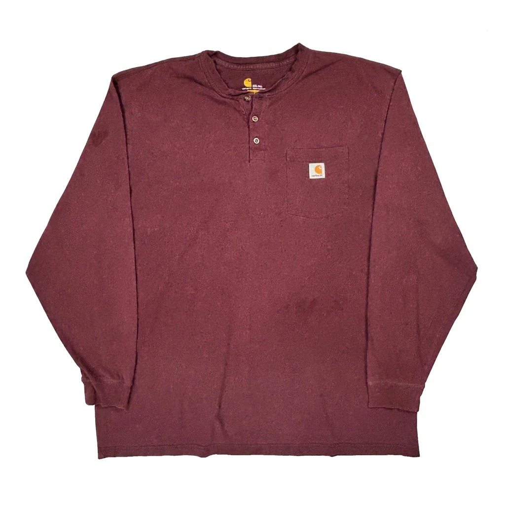 Carhartt Tall Long Sleeve T-Shirt - 2XL Burgundy Cotton