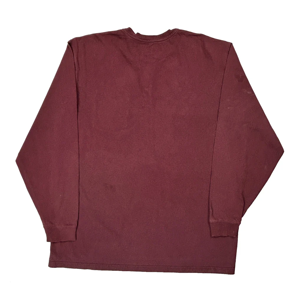 Carhartt Tall Long Sleeve T-Shirt - 2XL Burgundy Cotton - Image 2
