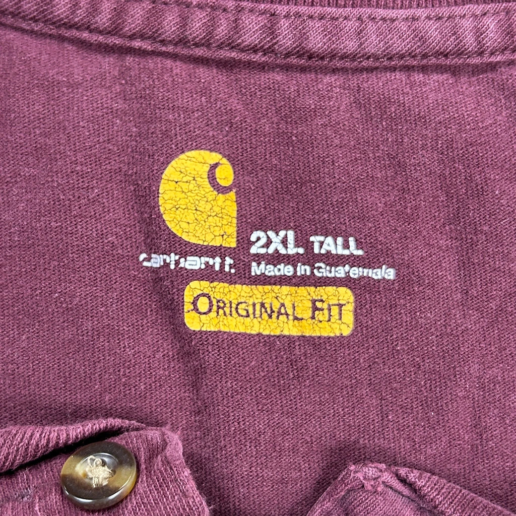 Carhartt Tall Long Sleeve T-Shirt - 2XL Burgundy Cotton - Image 3