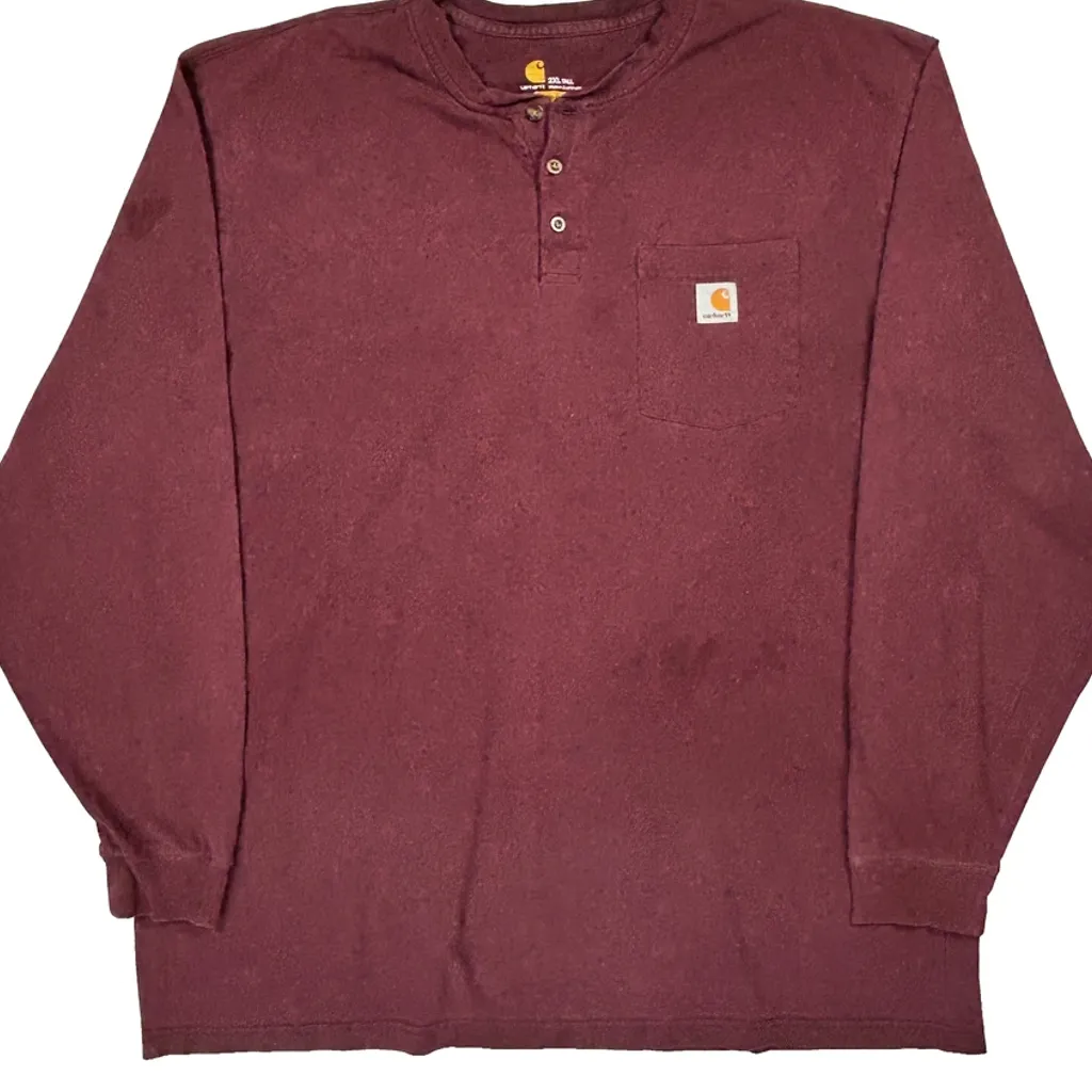 Carhartt Tall Long Sleeve T-Shirt - 2XL Burgundy Cotton - Image 5