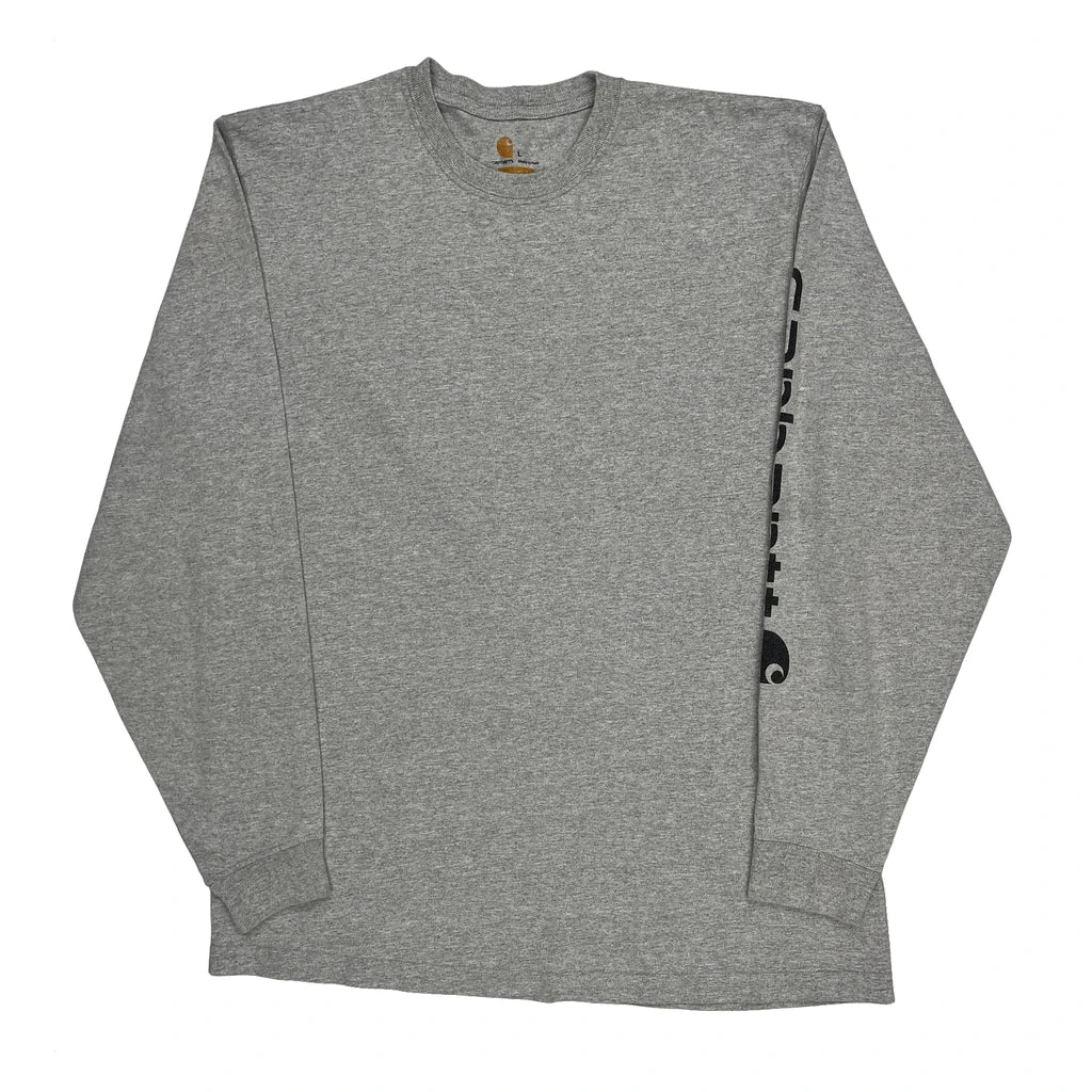 Carhartt Long Sleeve T-Shirt - Large Gray Cotton