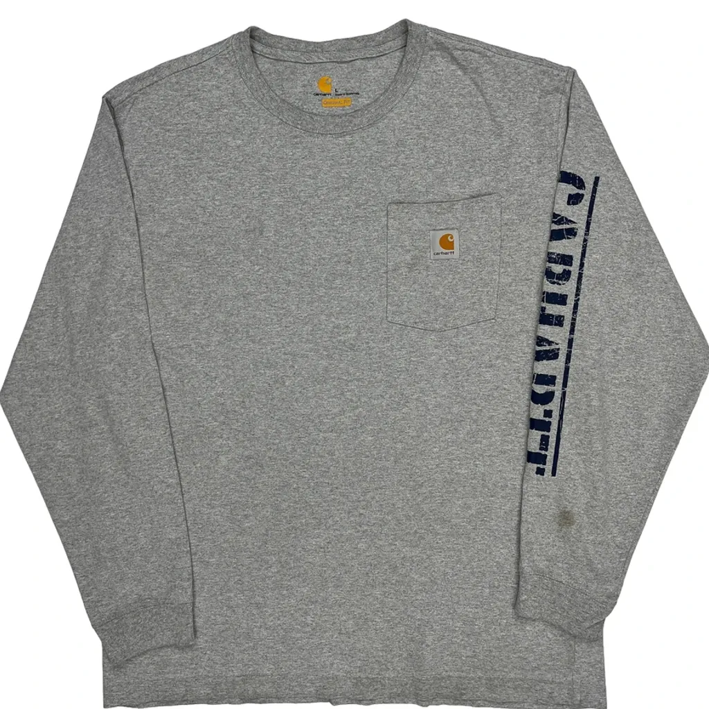 Carhartt Long Sleeve T-Shirt - Large Gray Cotton - Image 4