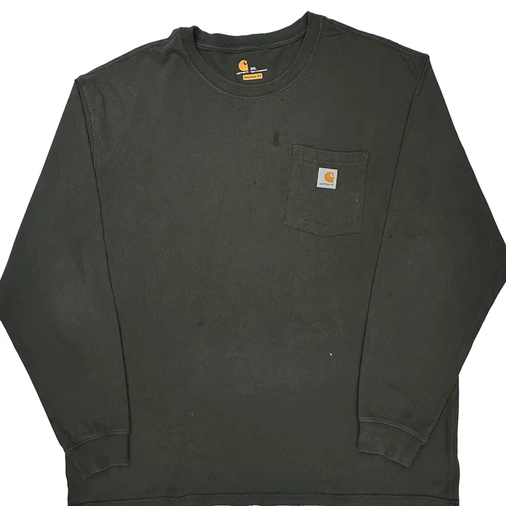 Carhartt Long Sleeve T-Shirt - 2XL Gray Cotton - Image 4