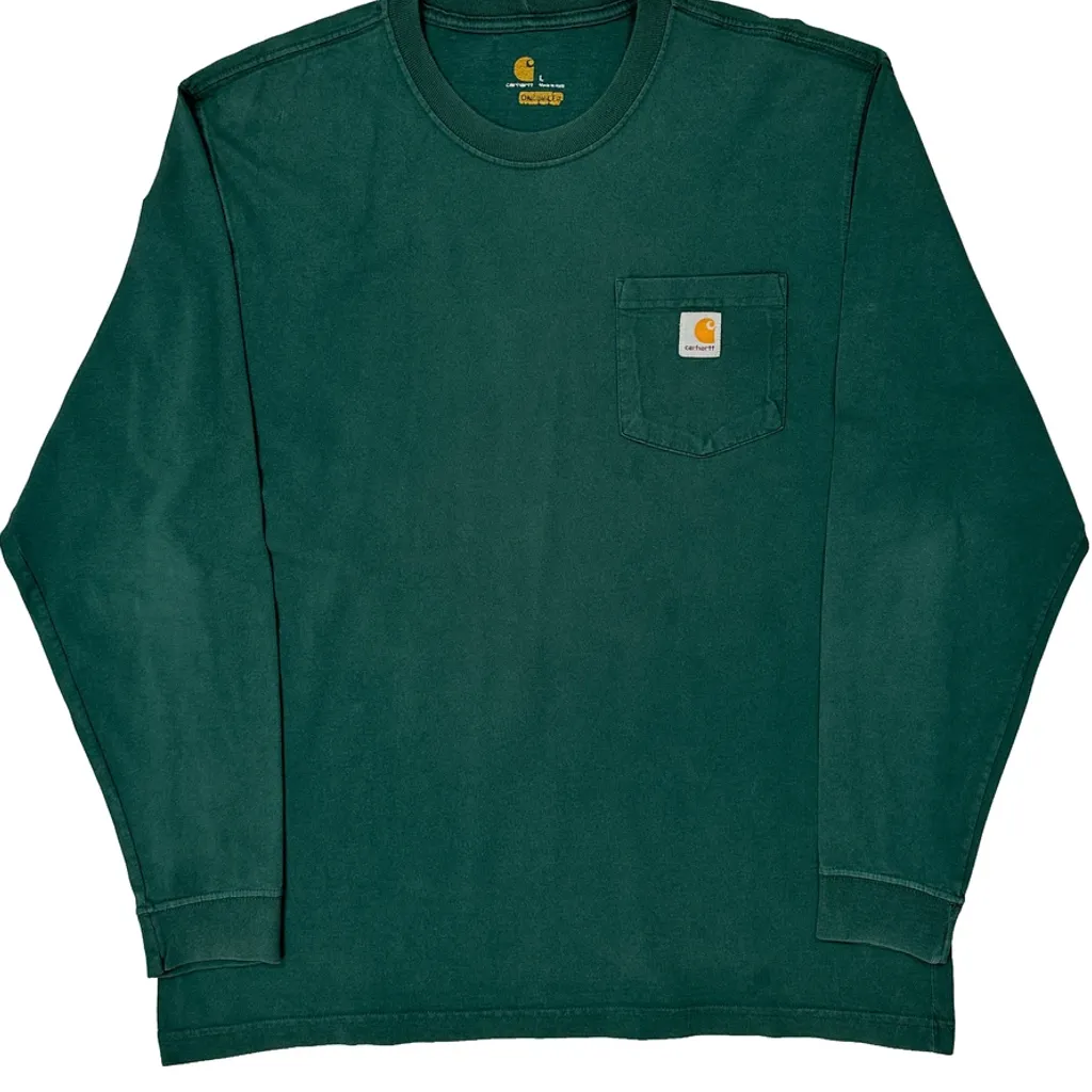 Carhartt Long Sleeve T-Shirt - Large Green Cotton - Image 4