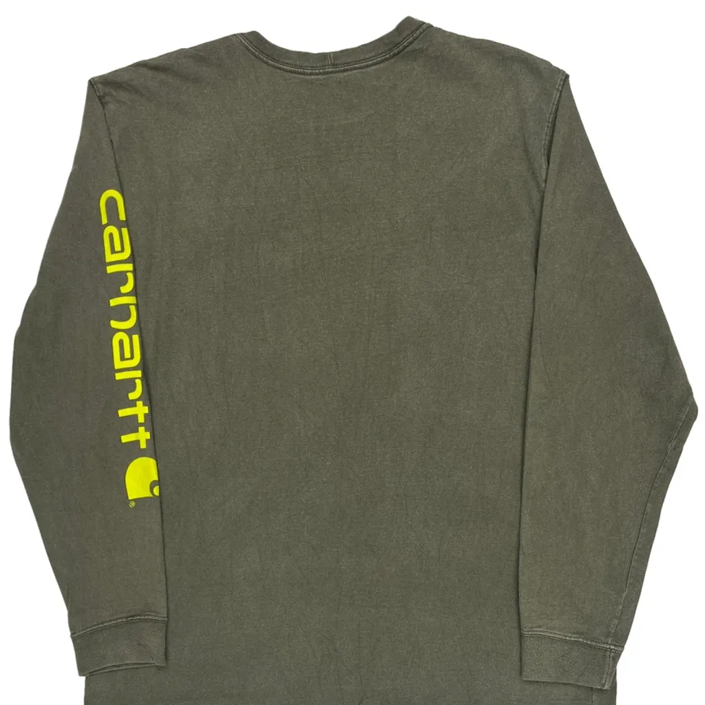 Carhartt Long Sleeve T-Shirt - Large Green Cotton - Image 6