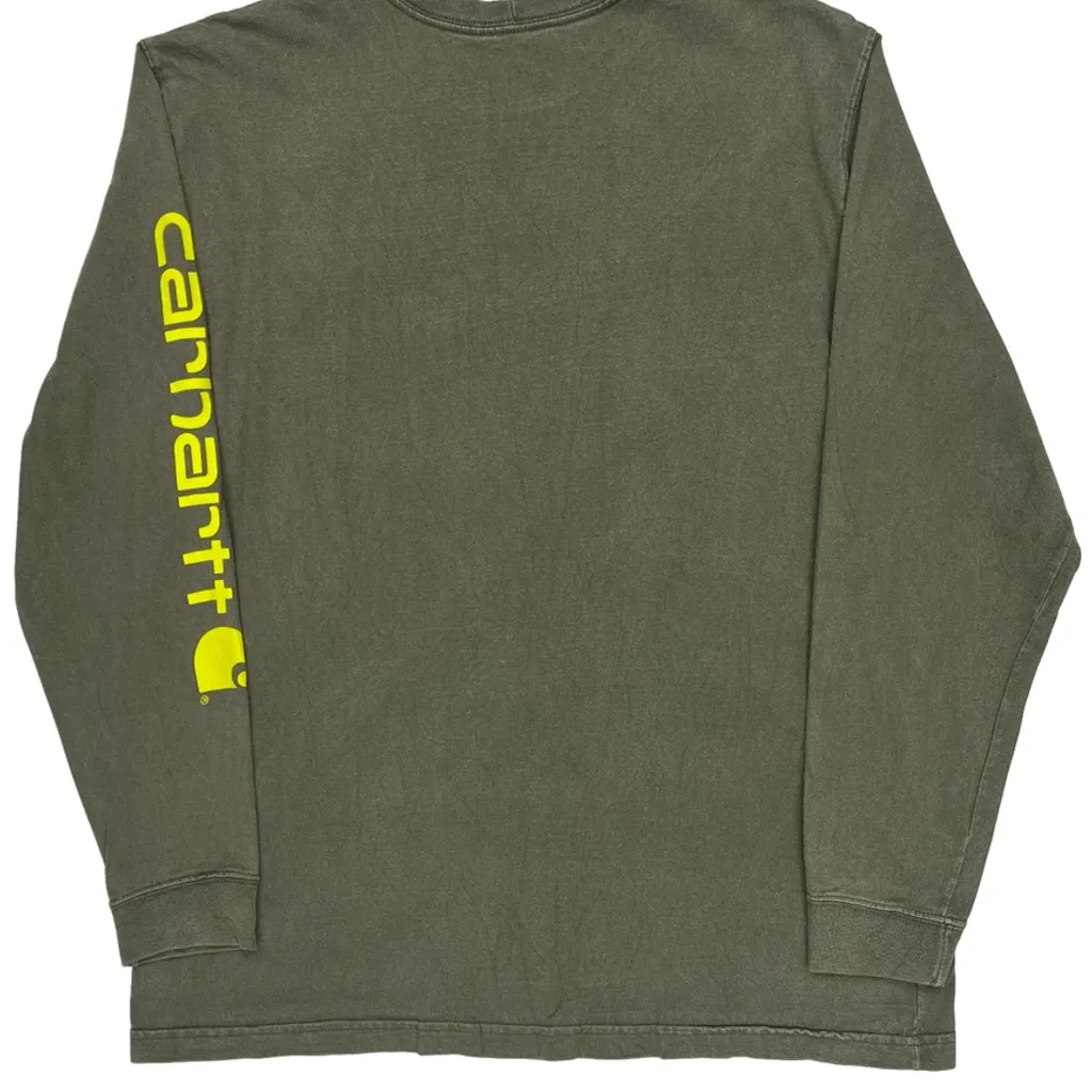 Carhartt Long Sleeve T-Shirt - Large Green Cotton - Image 7