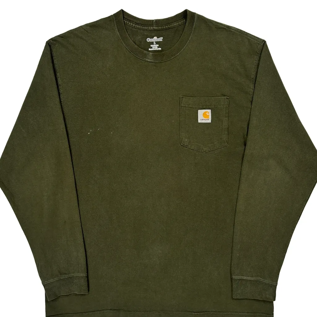 Carhartt Long Sleeve T-Shirt - Large Green Cotton - Image 4