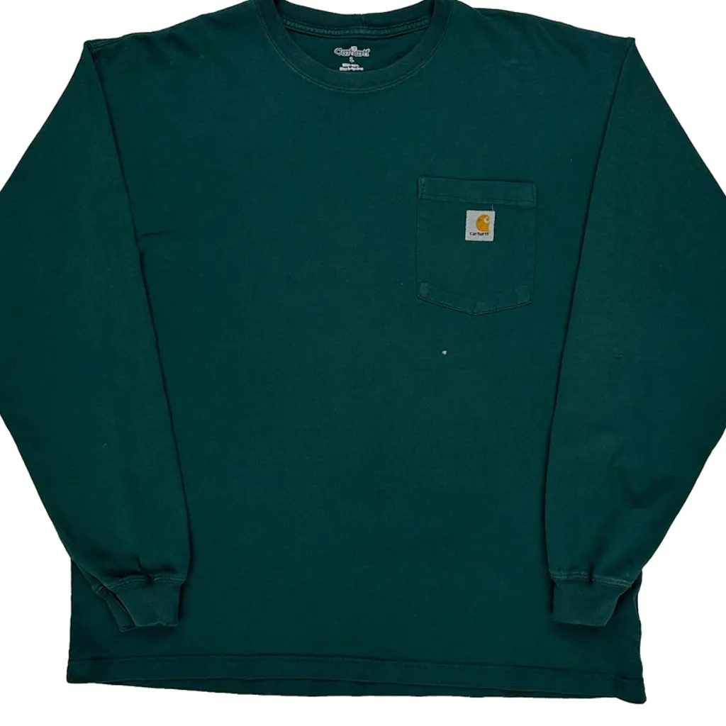 Carhartt Long Sleeve T-Shirt - Large Green Cotton - Image 5