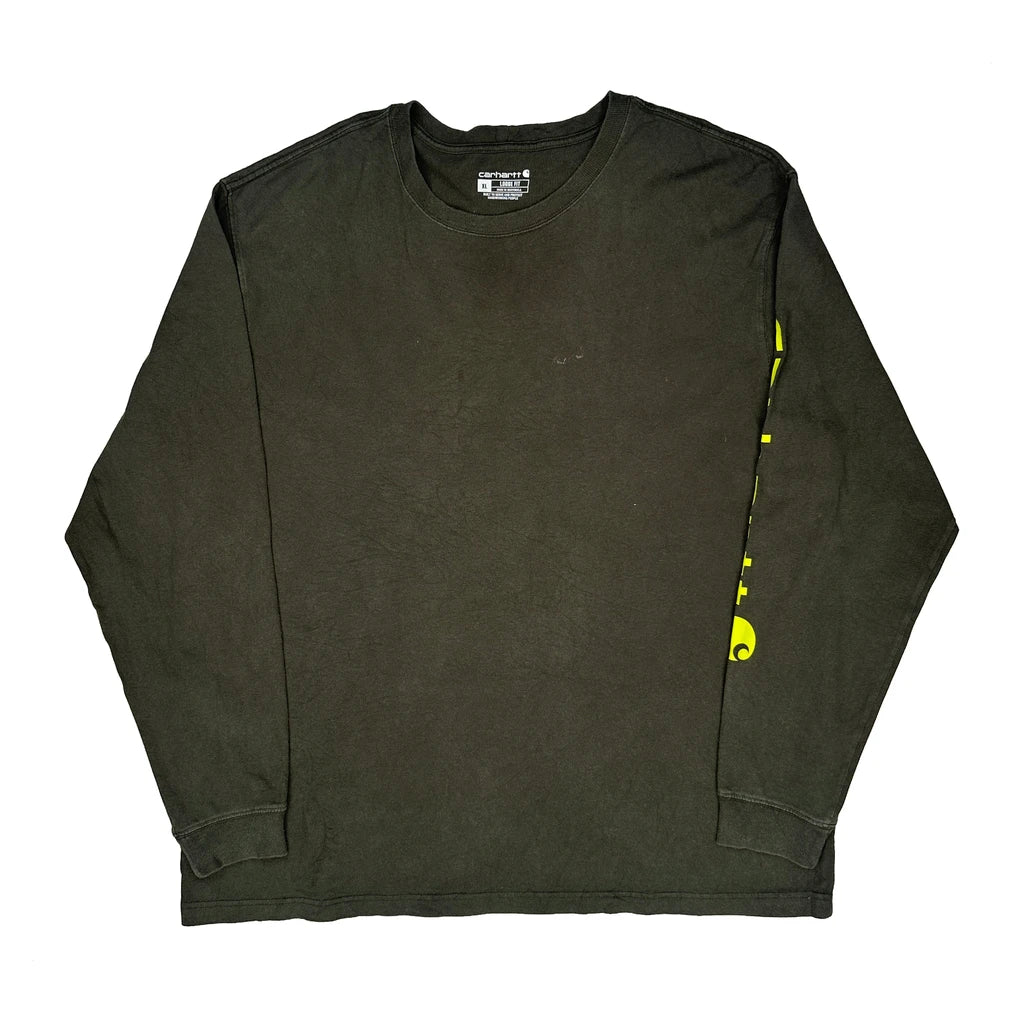 Carhartt Long Sleeve T-Shirt - XL Green Cotton