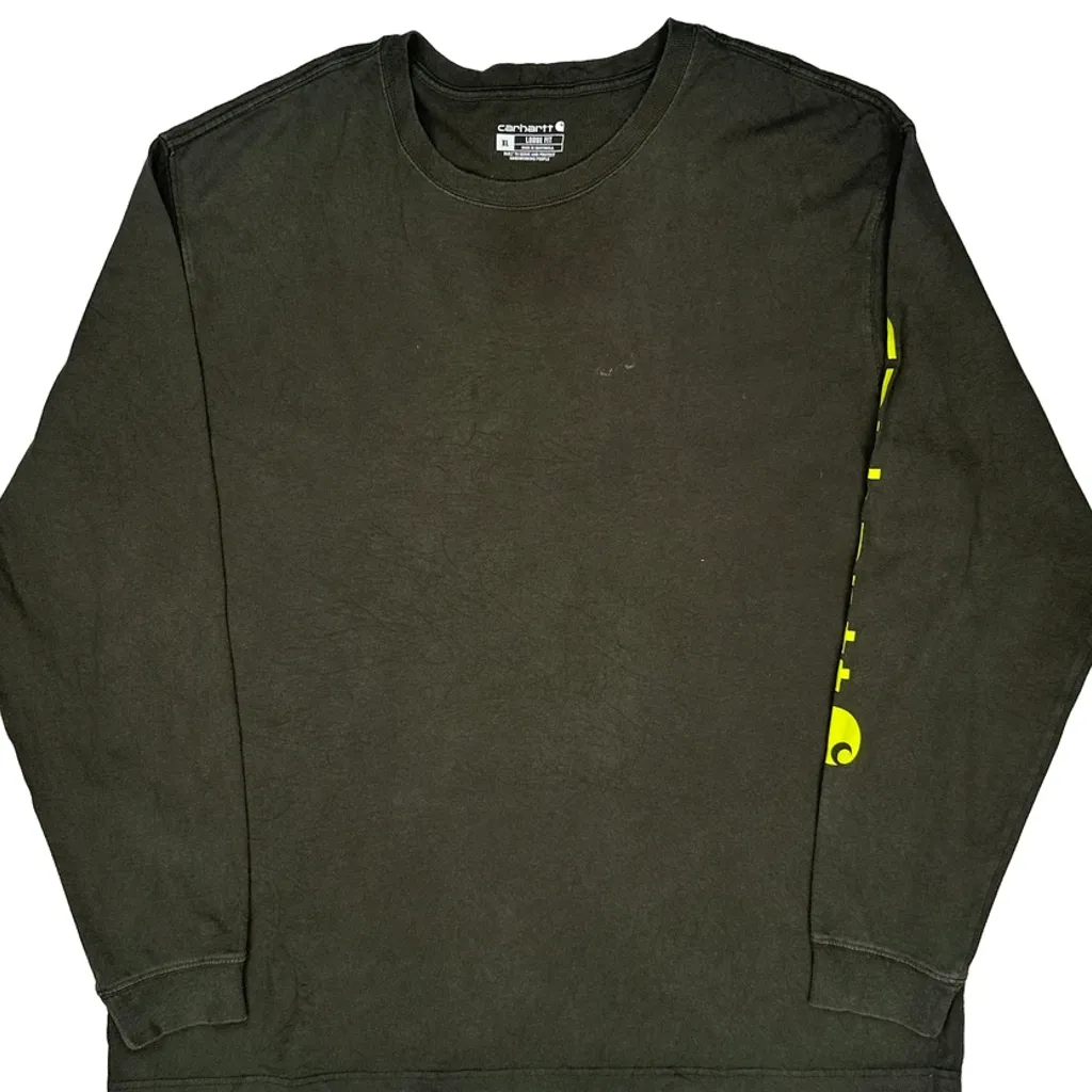 Carhartt Long Sleeve T-Shirt - XL Green Cotton - Image 4