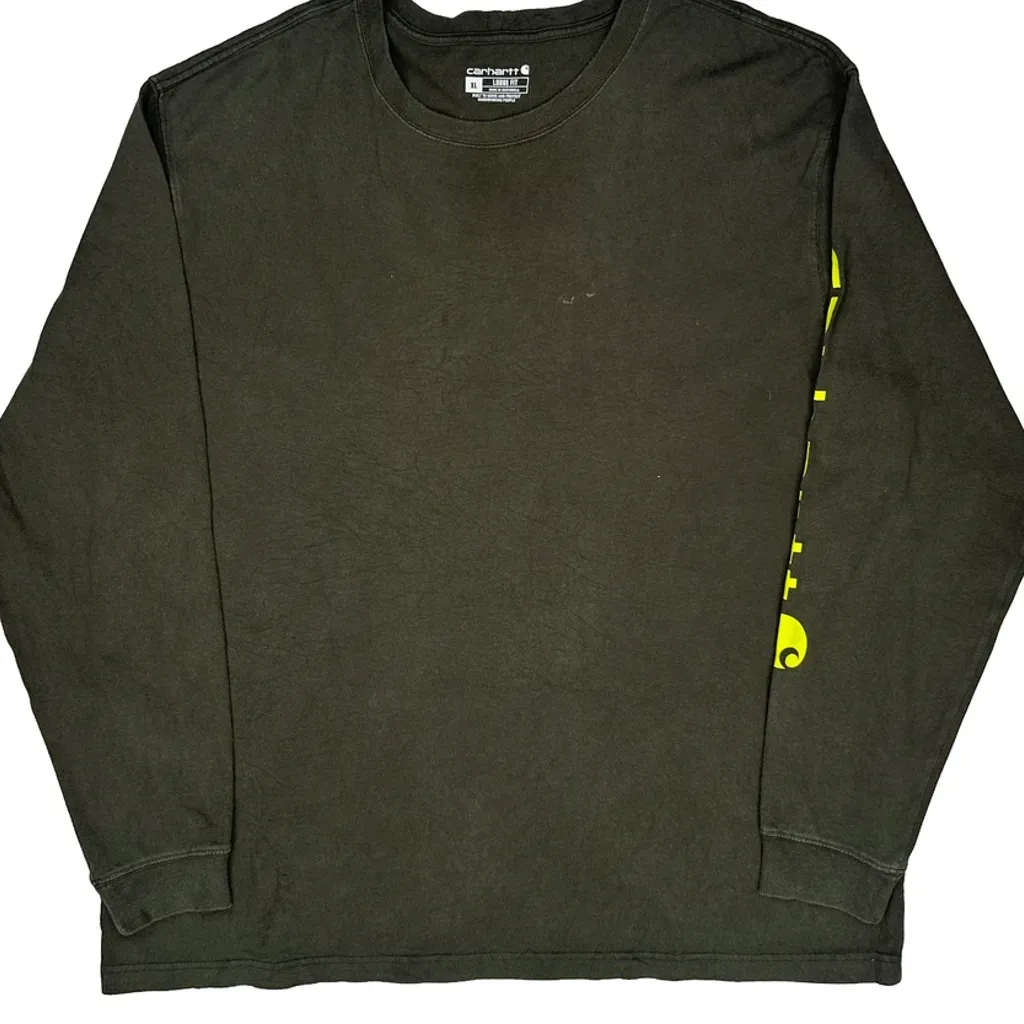Carhartt Long Sleeve T-Shirt - XL Green Cotton - Image 5